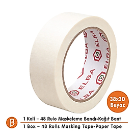 Elba 38x30 Maskeleme Bandı (1 Koli – 48 Adet) | Toptan Maskeleme (Boya Koruma - Badana) Bandı