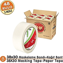 Ve-Ge 38x30 Maskeleme Bandı (1 Koli – 48 Adet) Toptan Maskeleme (Boya Koruma - Badana) Bandı-Beyaz
