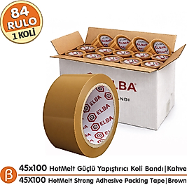 Elba 1 KOLİ (84 ADET) 45x100 Taba (Kahverengi) HotMelt Koli Bandı Güçlü Yapışkan
