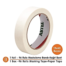 Toptan Astel Maskeleme Bandı 19x40 - Çok İnce Kağıt Bant (1 Koli - 96 Adet)