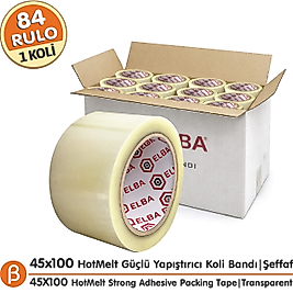 Elba 1 KOLİ (84 ADET) 45x100 Şeffaf HotMelt Koli Bandı Güçlü Yapışkan