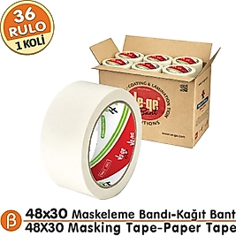 Ve-Ge 48x30 Maskeleme Bandı (1 Koli – 36 Adet) Toptan Maskeleme (Boya Koruma - Badana) Bandı-Beyaz