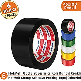 NUGA 45x100 Karışık Renkli Koli Bandı Hotmelt Güçlü Yapışkan (6 Adet)
