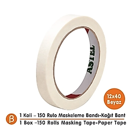 Toptan Astel Maskeleme Bandı 12x40 - Süper İnce Kağıt Bant (1 Koli - 150 Adet)