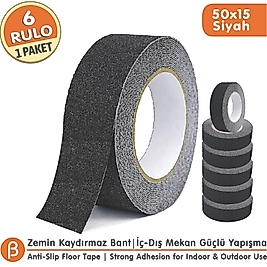 Toptan Kaydırmaz Bant 50x15 - Siyah Merdiven Kaydırmaz Bant (1 Paket - 6 Adet)