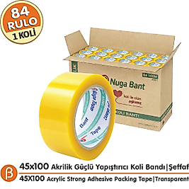 Nuga 1 KOLİ (84 ADET) 45x100 Şeffaf Akrilik Koli Bandı
