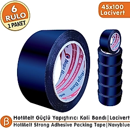 NUGA 45x100 Lacivert Renkli Koli Bandı Hotmelt Güçlü Yapışkan (6 Adet)