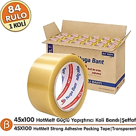 Nuga 1 KOLİ (84 ADET) 45x100 Şeffaf HotMelt Koli Bandı