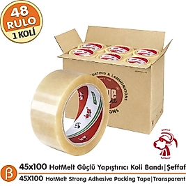 Ve-Ge BUFALO 45x100 Şeffaf Koli Bandı (1 Koli –48 Adet) Toptan HotMelt Güçlü Yapışkan