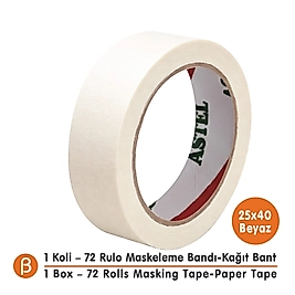 Toptan Astel Maskeleme Bandı 25x40 - İnce Boya Bandı (1 Koli - 72 Adet)