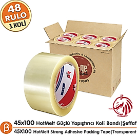 Ve-Ge FİL 45x100 Şeffaf Koli Bandı (1 Koli –48 Adet) Toptan HotMelt Güçlü Yapışkan