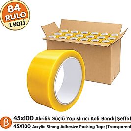 BANTPAZAR 1 KOLİ (84 ADET) 45x100 Şeffaf Koli Bandı Akrilik Güçlü Yapışkan - Ekonomik