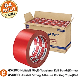 Nuga 1 KOLİ (84 ADET) 45x100 Kırmızı HotMelt Koli Bandı