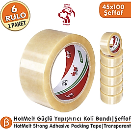 Ve-Ge BUFALO 45x100 Şeffaf Koli Bandı (6 Adet) Toptan HotMelt Dengeli Güç