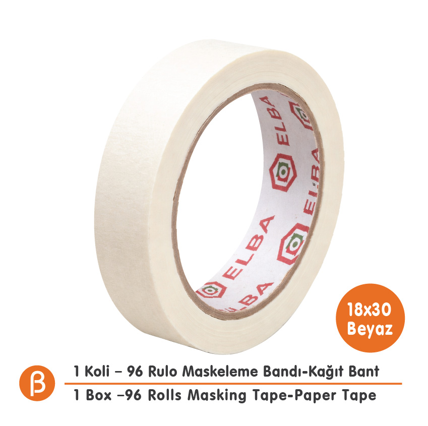 Elba 18x30 Maskeleme Bandı (1 Koli – 96 Adet) | Toptan Maskeleme (Boya Koruma - Badana) Bandı