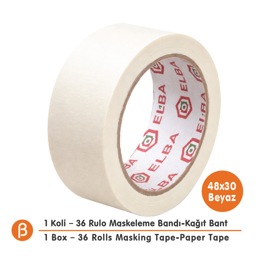Elba 48x30 Maskeleme Bandı (1 Koli – 36 Adet) | Toptan Maskeleme (Boya Koruma - Badana) Bandı