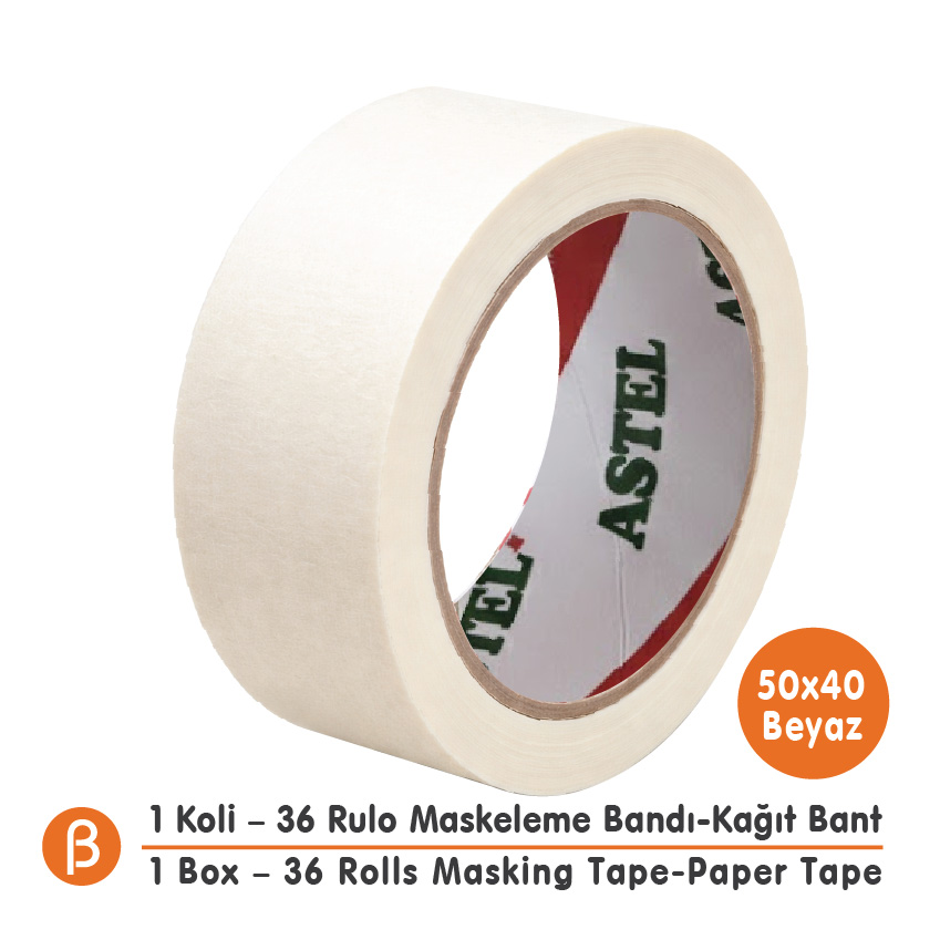 Toptan Astel Maskeleme Bandı 50x40 - Boya & Badana Bandı (1 Koli - 36 Adet)