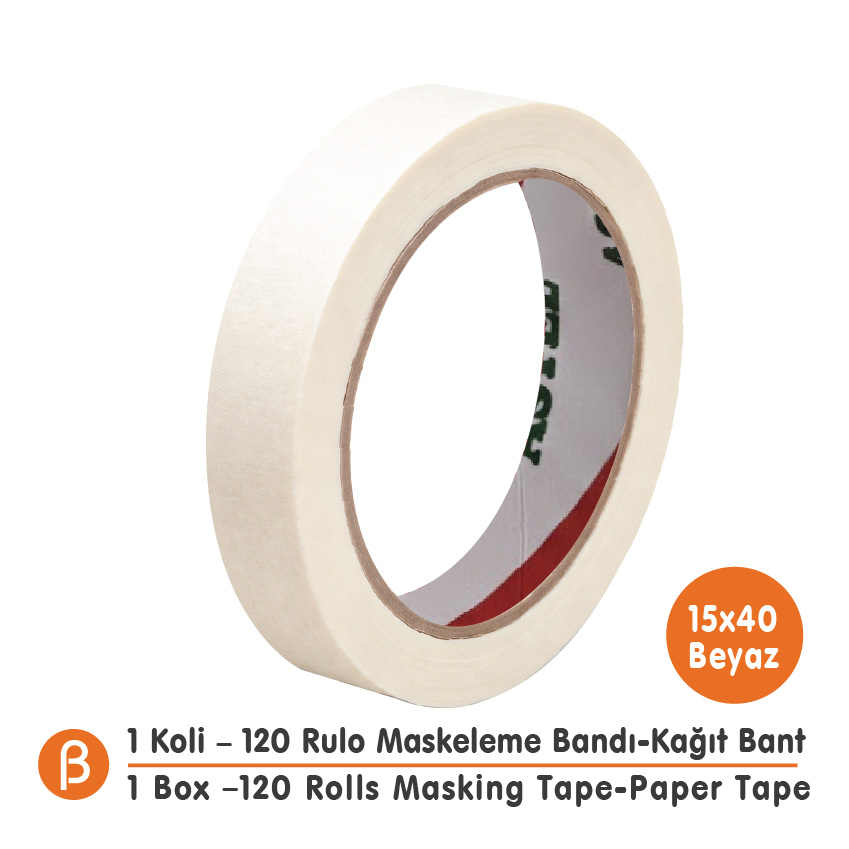 Toptan Astel Maskeleme Bandı 15x40 - Ekstra İnce Kağıt Bant (1 Koli - 120 Adet)